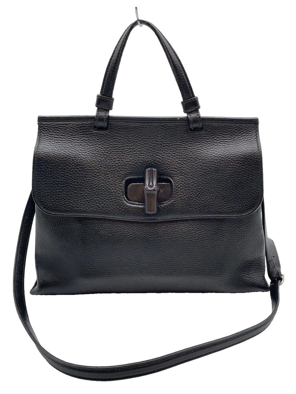 Auth Gucci Bamboo Daily Turn-Lock Leather Black 2way Bag - Picture 1 of 16